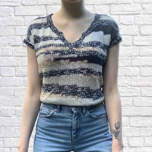 Lucky Brand short sleeve striped knit sweater XS